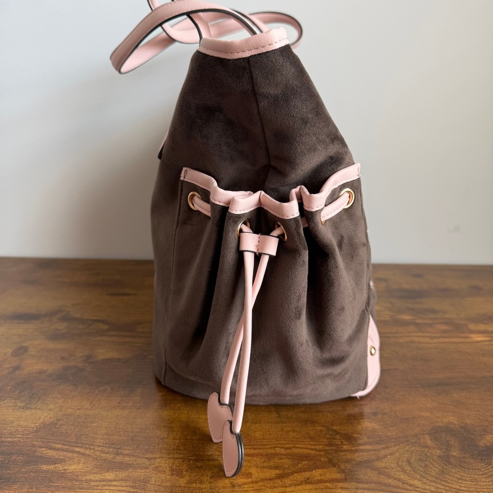 New Juicy Couture Renaissance Large Tote Shoulder Handbag Brown Pink Charm Y2K - Picture 3 of 7